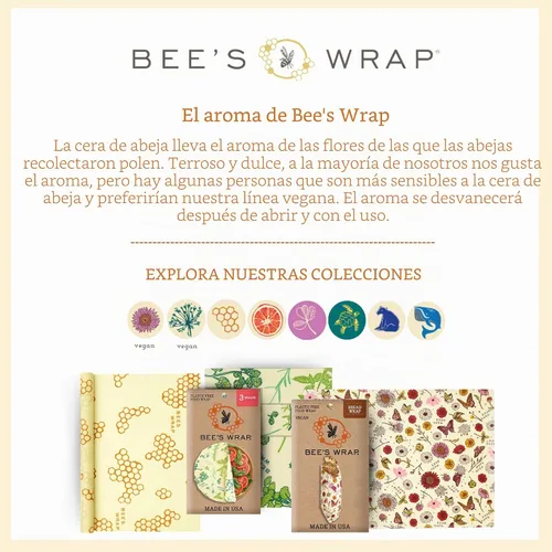 Vista 8 de Bee's Wrap, paquete variado de 3 envoltorios ecológicos y reutilizables para transportar comida Paquete de 3 panales