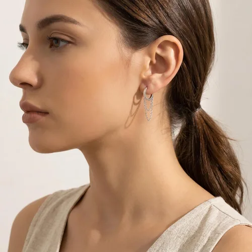 Vista 3 de Reffeer - Aretes colgantes de plata esterlina 925 maciza con borla, arracadas para mujeres y adolescentes A-Plata