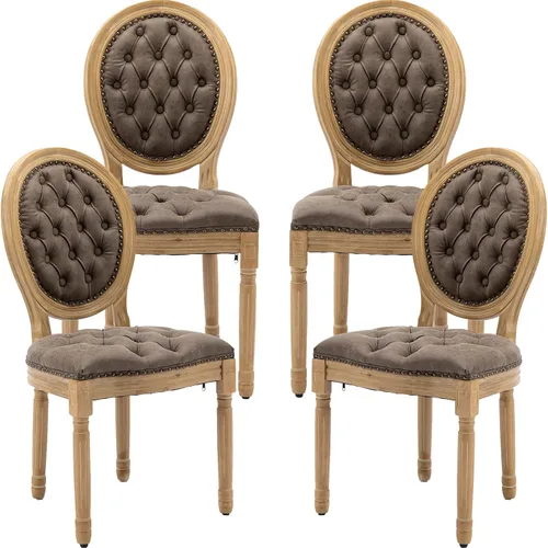 Vista 71 de ODUSE-DAILY French Country - Juego de 2 sillas de comedor de color caramelo, sillas de cocina y comedor, sillas de cocina de piel sintética, Ámbar