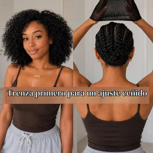 Vista 4 de Dreamlover Gorras de peluca de ganchillo, gorras de malla negra para pelucas, 3 piezas Negro