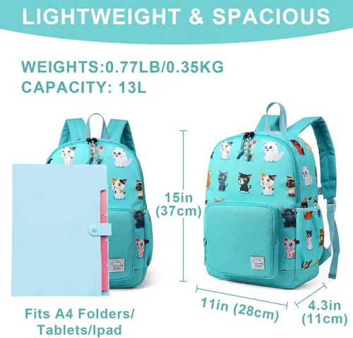 Vista 2 de VASCHY - Mochila preescolar para niños y niñas, liviana, resistente al agua, con correa en el pecho