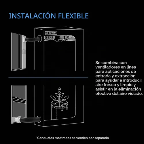 Vista 4 de Kit de conducto de ventana AC Infinity, puerto de ventilación universal para ventiladores en línea de 4" y 6", kit de ventilación de ventana
