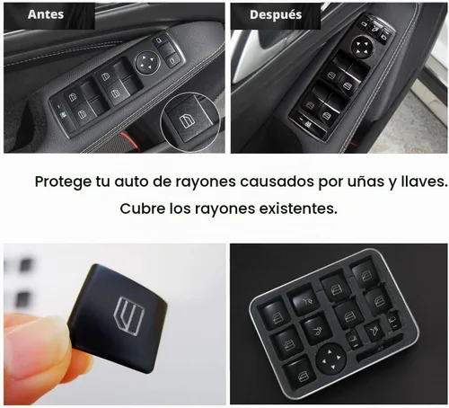 Vista 2 de Adhesivo de Reemplazo para Botón de Interruptor de Ventana Eléctrica de Puerta de Acabado Interior Negro para Benz GLK ML A B C E G GLK ML GLS Clase