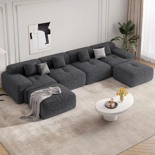Vista 19 de Sofá biplaza Cloud de 85 pulgadas en una caja, moderno sofá pequeño no requiere montaje, cómodos sillones de asiento profundo sin estructura