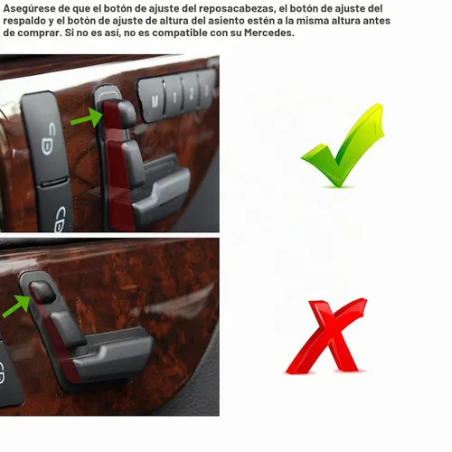 Vista 2 de Moonlinks Mercedes Benz - Calcomanías cromadas para botones de ajuste de asiento de puerta, adhesivos de botones de ajuste de asiento para clase B