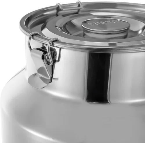 Vista 3 de Lata de leche de acero inoxidable 304 con espita – Cubo dispensador de bebidas de agua de 35 litros para leche, vino, aceite