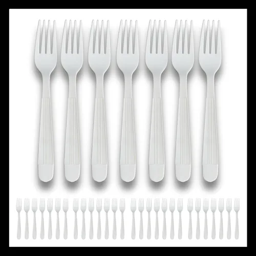Vista 10 de Utensilios de plástico x [25 unidades] Juego combinado de cubiertos envueltos a granel, paquete variado de cubiertos desechables, suministros
