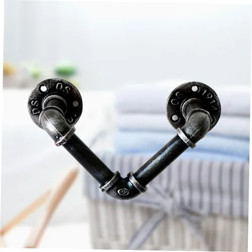 Vista 2 de Cabilock Wall Mounted Retro Iron Art Water Pipe Rack Industrial Style Towel Bar for Bar Wall Decoration Easy to Install Hanging Ornaments Rustic