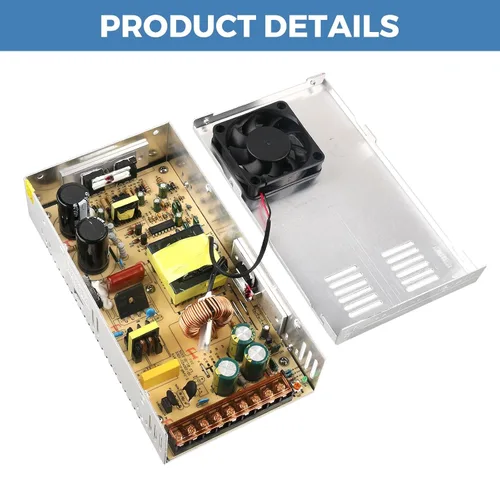 Vista 4 de Fuente de alimentación 36V 10A 360W AC 110-220V a DC 36V 10Amp para cámara CCTV Comes With Built-in Cooling Fan, Low Voltage Transformer, AC/DC
