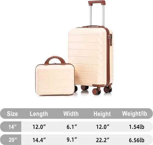 Vista 2 de GDFStudio Juego de equipaje de 3 piezas de 20/24/28 pulgadas, maleta giratoria de carcasa dura ABS con ruedas silenciosas de 360°, Beige, Moderno