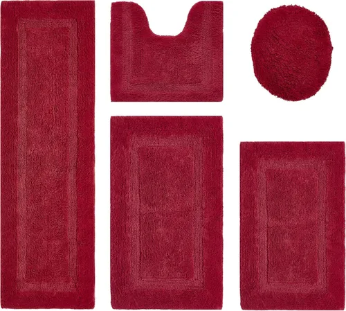 Vista 525 de Better Trends - Juego de 2 alfombras de baño 100% algodón, extra suaves, con borlas, de 17" x 24", alfombra de baño superabsorbente y reversible