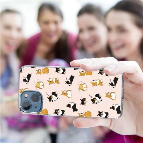 Vista 7 de Funda para iPhone 14, iPhone 13 para niñas, mujeres y hombres, a prueba de golpes, delgada, suave, TPU transparente, funda protectora con diseño Un