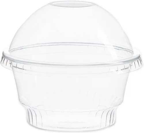 Vista 7 de Juvale Vasos de plástico con tapas, 5 onzas, transparentes, paquete de 50 unidades, tazas de postre y recipientes de helado con tapas de cúpula