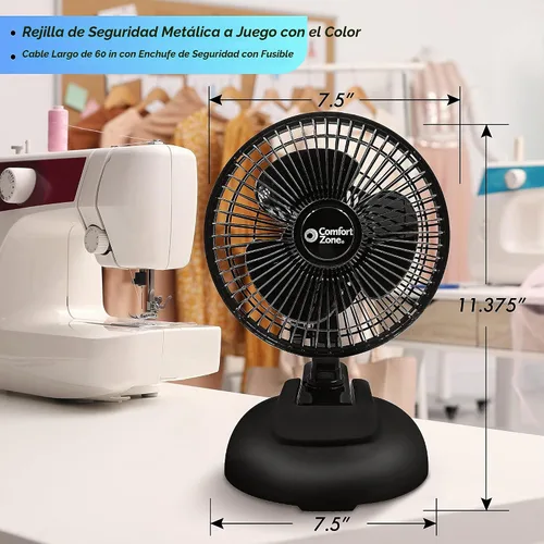 Vista 7 de Comfort Zone ventilador con sujetador de 6 pulgadas