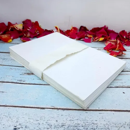 Vista 7 de Deckle Papers Tarjeta de invitación gruesa de 10.58 oz/m², hecha de papel de algodón hecho a mano, paquete de 20 y 50 trapos ecológicos, tarjetas