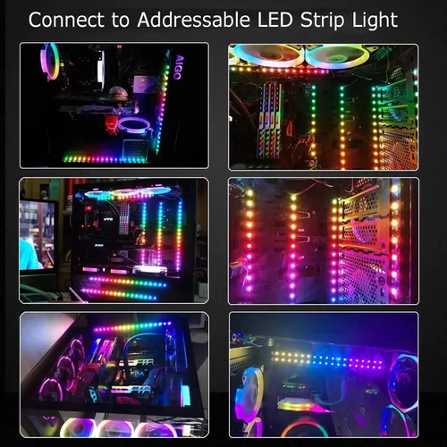 Vista 7 de Cable Divisor ARGB, Cable de Extensión Divisor RGB Direccionable de 1 a 2 Hembra a Hembra 5V 3 Pines Cable de Sincronización LED ARGB para Extender