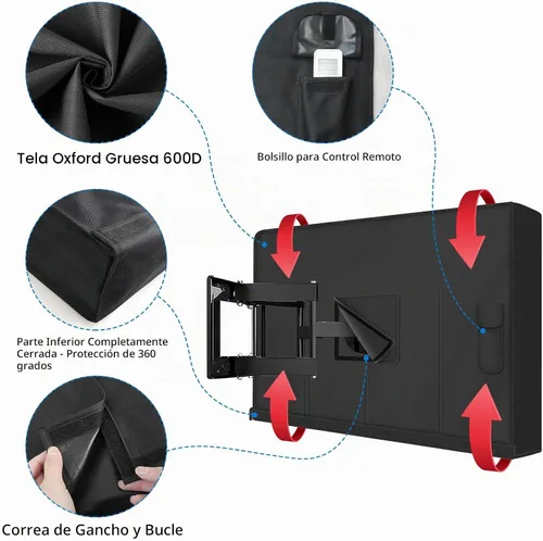 Vista 3 de Funda de TV para exteriores de 30 a 32 pulgadas, resistente a la intemperie, 600D, impermeable, protección completa, para TV de pantalla plana