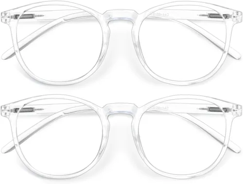 Vista 19 de IBOANN - Lentes con filtro de luz azul para mujeres y hombres, paquete de 3 unidades, armazón redonda estilo retro a la moda, lentes falsos vintage