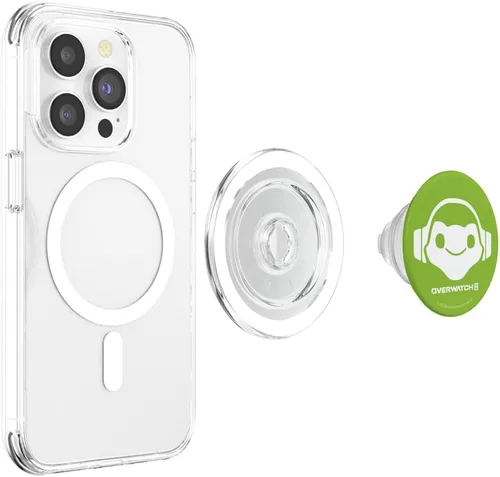 Vista 4 de Overwatch 2 Lúcio Green Frog Center Hero Icon PopSockets MagSafe PopGrip para iPhone