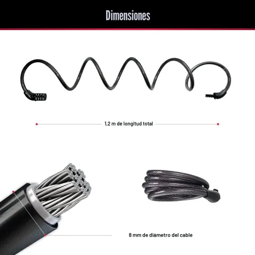 Vista 7 de Master Lock Cable de bloqueo de bicicleta con combinación Negro, 8143D