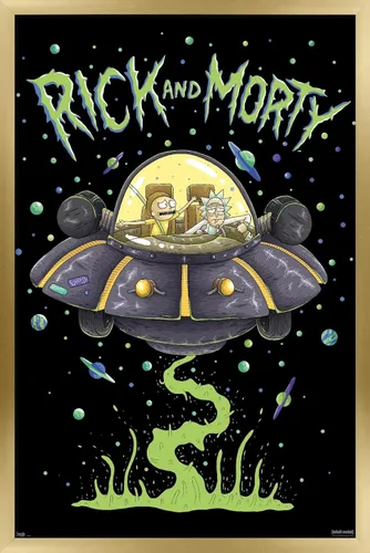 Vista 20 de Trends International Rick And Morty - Póster de pared de barco, 14.725 x 22.375 pulgadas, versión enmarcada de madera de granero