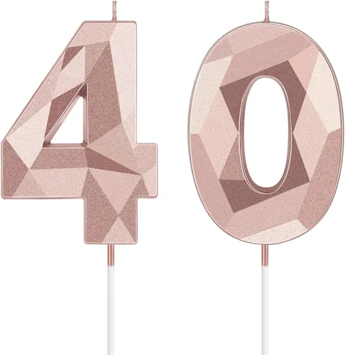 Vista 24 de Nuanchu Velas de cumpleaños número 10 en forma de diamante 3D Velas numerales para pastel de cumpleaños Decoración temática para horneado familiar