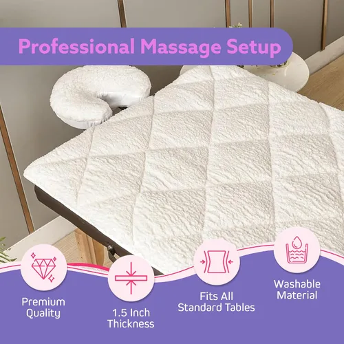 Vista 4 de Almohadilla de mesa de masaje de doble cara, funda de vellón de felpa y microfibra, cubrecolchón suave para cama de masaje y funda de spa