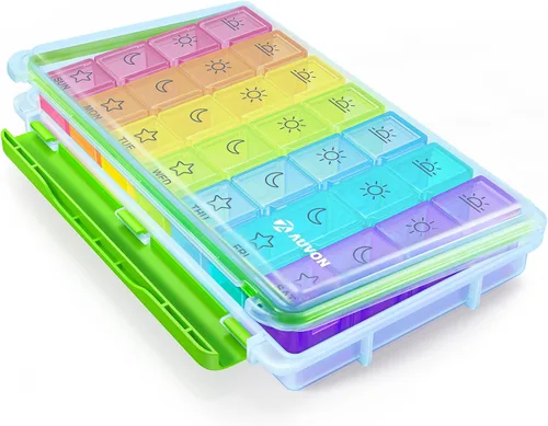 Vista 10 de AUVON iMedassist Organizador de pastillas semanal a prueba de humedad 4 veces al día, caja grande de 7 días con diseño portátil para viajes