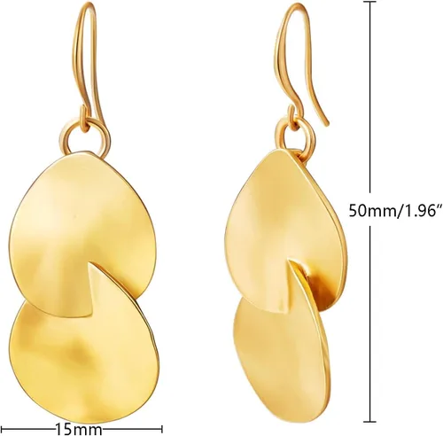 Vista 4 de Aretes de aro chapados en oro de 14 quilates, delicados aretes de aro de perlas, disco de moneda, estrella de mar, lágrima, círculo, aretes