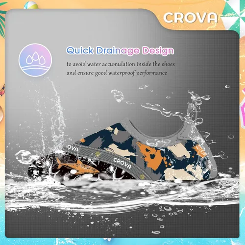 Vista 6 de CROVA Zapatos de agua para niños, calcetines acuáticos de secado rápido, antideslizantes, zapatos deportivos para niños y niñas pequeños