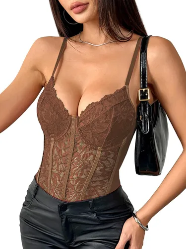 Vista 19 de Lilosy Sexy corsé tops de una pieza mujer salir body Verde militar