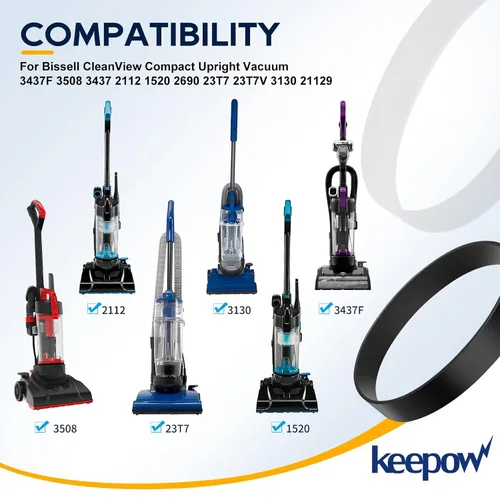 Vista 2 de KEEPOW 3437F - Correas de vacío de repuesto compatibles con Bissell CleanView Compact Upright Vacuum 3437F, 3437, 3508, 2112, 21129, 2690, 1520