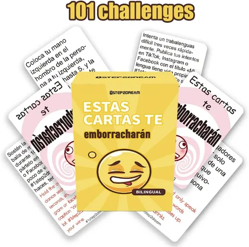 Vista 3 de Juego de Cartas para Beber Bilingüe Español-Inglés Divertidos Juegos de Fiesta con Alcohol para Adultos Emocionante Juego de Mesa para Noches
