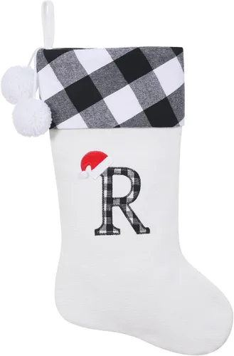 Vista 39 de Calcetines de Navidad bordados con monograma inicial de 20 pulgadas, decoración de Navidad, calcetines personalizados, decoración de temporada