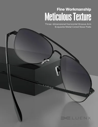 Vista 48 de LUENX, Aviator - Gafas de sol polarizadas, para hombres y mujeres, protección UV 400, con funda 60MM