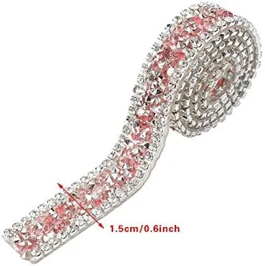 Vista 4 de Cinta de malla con diamantes de imitación brillantes, cinta decorativa acrílica plateada para bodas, pasteles y jarrones, suministros de decoración
