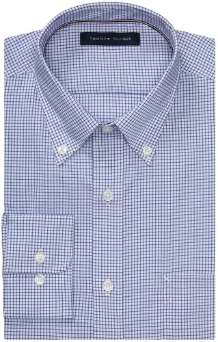 Vista 3 de Tommy Hilfiger - Camisa de vestir para hombre, ajuste regular, no necesita planchado, a cuadros