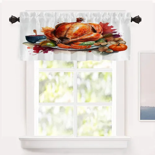 Vista 28 de Shrahala Abstract Colorful Blackout Curtain Tiers, Modern Ative Kitchen Valance Light Blocking Tier Drapes with Rod Pocket, 2 Pack 26 X 24 in