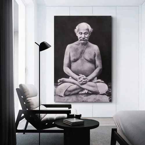 Vista 3 de Lahiri Mahasaya - Lienzo moderno para pared, para sala de estar, dormitorio, baño, oficina, decoración del hogar, 24 x 36 pulgadas (23.6 x 35.4 in)