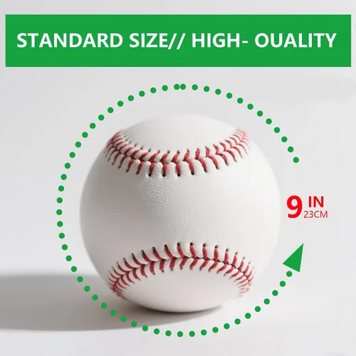 Vista 2 de Rarapop Blank Standard Baseball Balls, Official Size 9 Inch Leather Covered Practice Baseball Training Ball for League Play, Pitching, Hitting