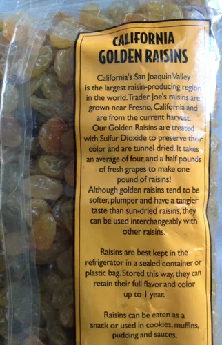 Vista 2 de Trader Joe's California Golden Raisins, Plump & Tangy /160z., 16.01 oz (paquete de 3)