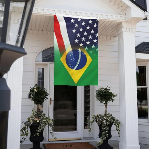Vista 9 de Bandera de Brasil y Estados Unidos, 3 x 5 pies, doble cara, colores vivos y resistentes a la decoloración UV para habitaciones de casa al aire libre