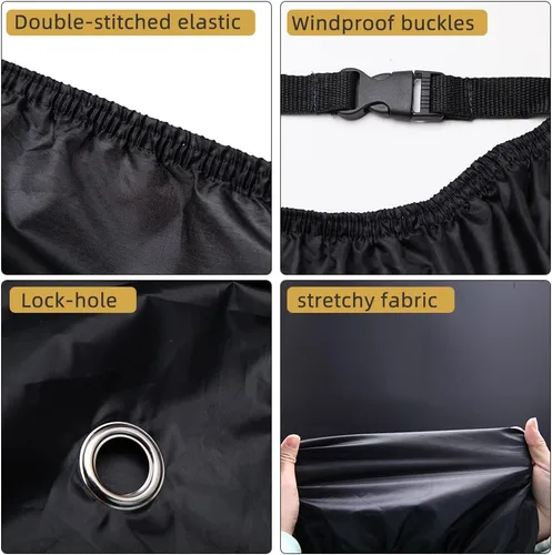 Vista 3 de Funda para motocicleta – Protector universal de motocicleta con agujeros de bloqueo y bolsa de almacenamiento – Protección impermeable contra