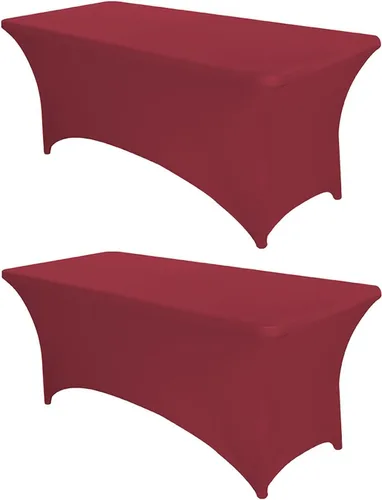 Vista 8 de PTC21B - Juego de 6 manteles elásticos de 6 pies, color negro, rectangular, ajustable, lavable, de elastano, para fiestas, bodas, cócteles