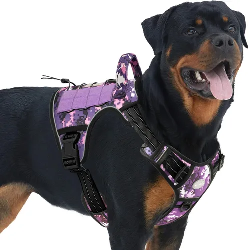 Vista 16 de Auroth - Arnés táctico para perros pequeños y medianos, sin tirones, arnés ajustable para mascotas, reflectante, K9, entrenamiento, trabajo