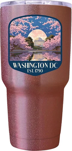 Vista 25 de Washington, D.C. Souvenir - Vaso aislado de acero inoxidable, 24 onzas, color negro, A