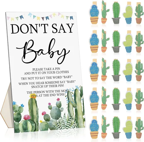 Vista 10 de Unittype 51 Piezas No Digas Bebé Juego de Baby Shower Regalos Incluye Letrero de Baby Shower Tema Abeja y 50 Mini Pinzas de Ropa de Abeja para Niños