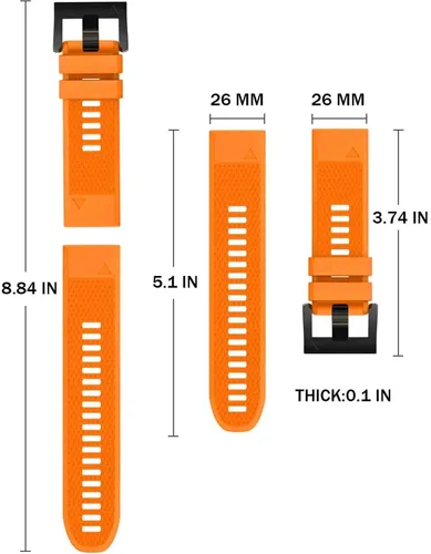 Vista 2 de Correa de reloj de silicona suave compatible con Fenix 5X/6X/7X, Plus/Pro, 3/HR, Tactix, Descent MK1, D2 Delta PX/Charlie