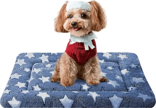Vista 20 de Tapete de cama para perro, almohadilla reversible para jaula de perro con alfombrilla lavable y espuma suave, cama plana para mascotas para perros