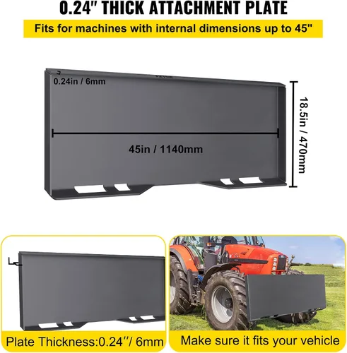 Vista 3 de VEVOR Placa de fijación de dirección deslizante de 1/4 de pulgada, placa de montaje de acero para dirección deslizante, placa de carga de fijación